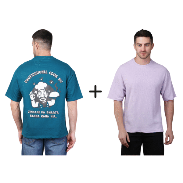 Combo ( Professional Cook Hu + Lavender Polyester Blend Oversized Fit Men’s T-Shirt )